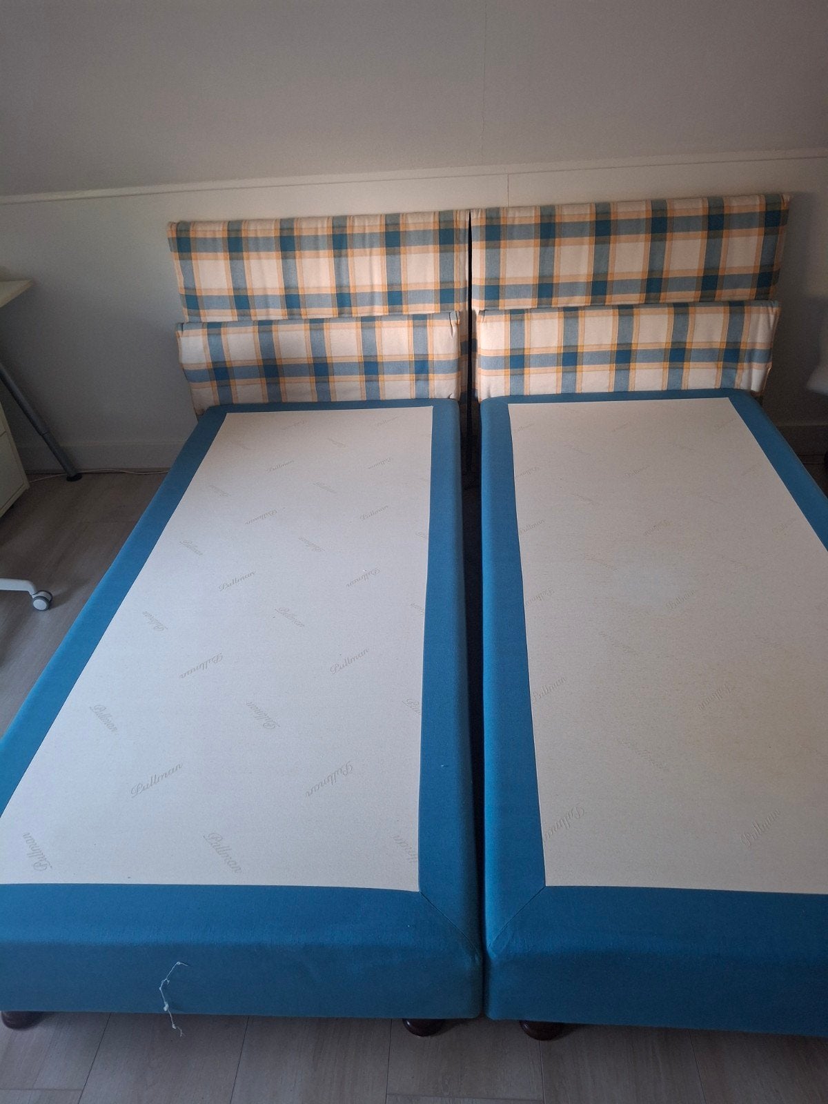 boxspring ombouw 2 persoons, Ophalen, Gebruikt, Blauw, Tweepersoons