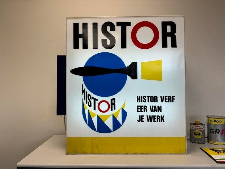 Vintage Histor Verf Lichtbak - Reclamebord, Ophalen, Gebruikt, ., Lichtbak of (neon) lamp