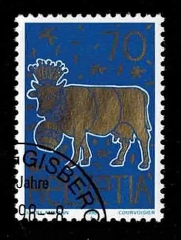postzegel 1521 Zwitserland dieren Koe, Ophalen of Verzenden, Gestempeld