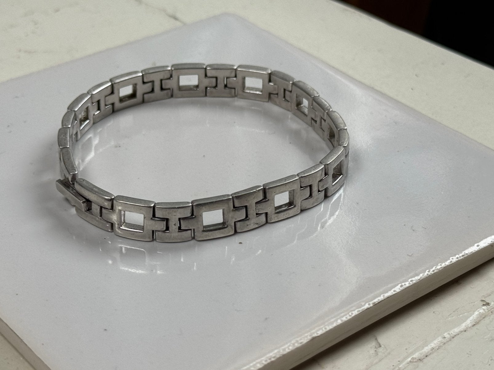 Zware massief sterling zilveren heren armband, Ophalen of Verzenden, Zo goed als nieuw, Zilver, Zilver