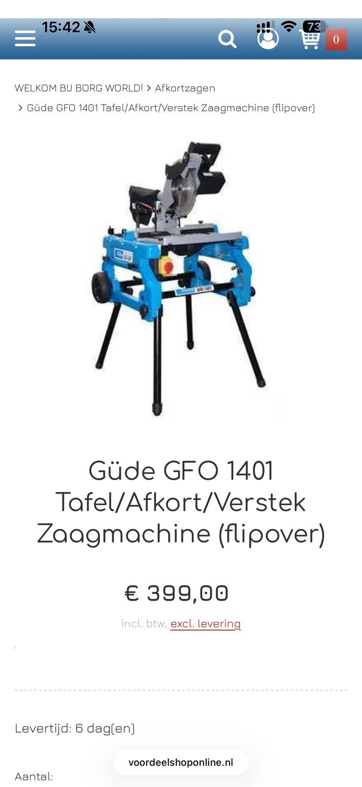 Gude GFO 1401 flipoverzaagtafel, Doe-het-zelf en Verbouw, Ophalen, Zo goed als nieuw, Afkortzaag, 30 tot 70 mm