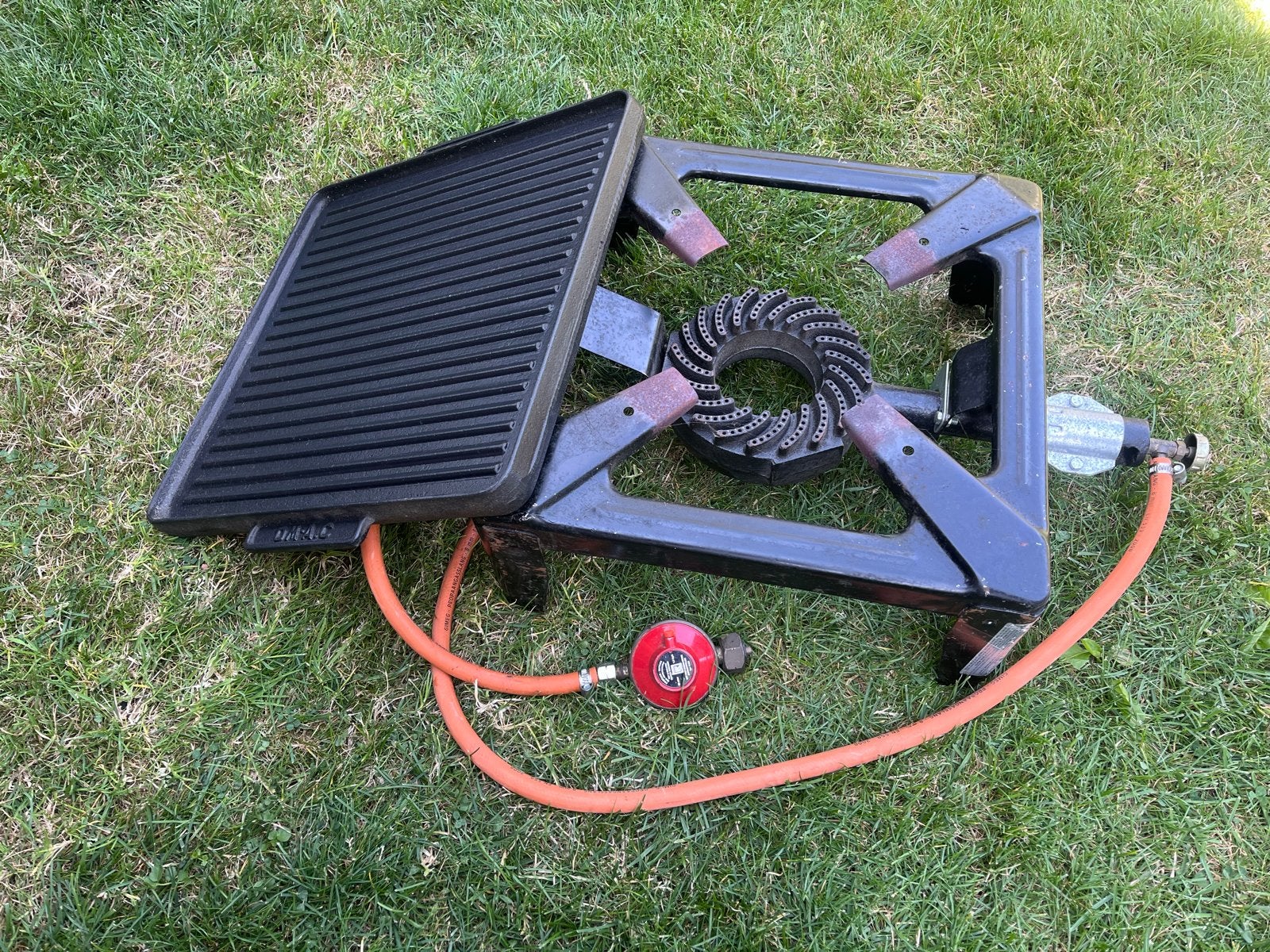 Gasbrander/wokbrander met bak- en grillplaat - OMA-C, Tuin en Terras, Ophalen, Gebruikt