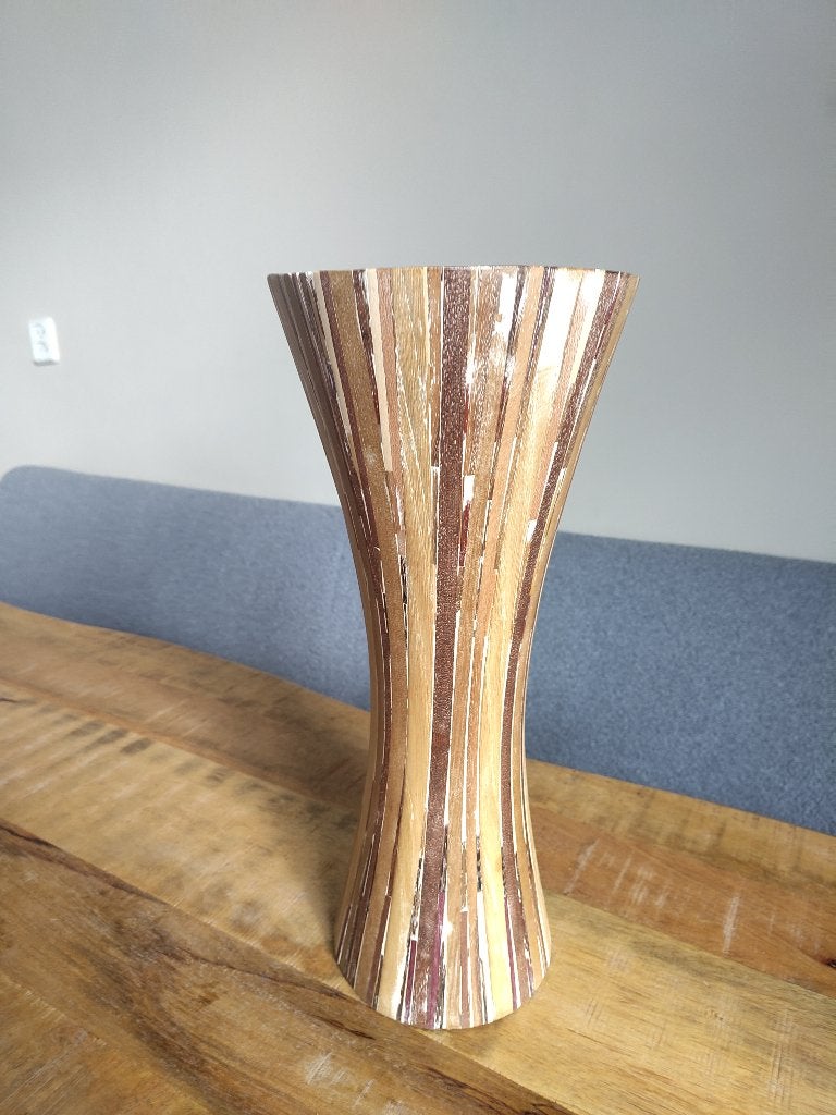 Handgemaakte houten vaas, Ophalen, Bruin, 45 cm, Zo goed als nieuw