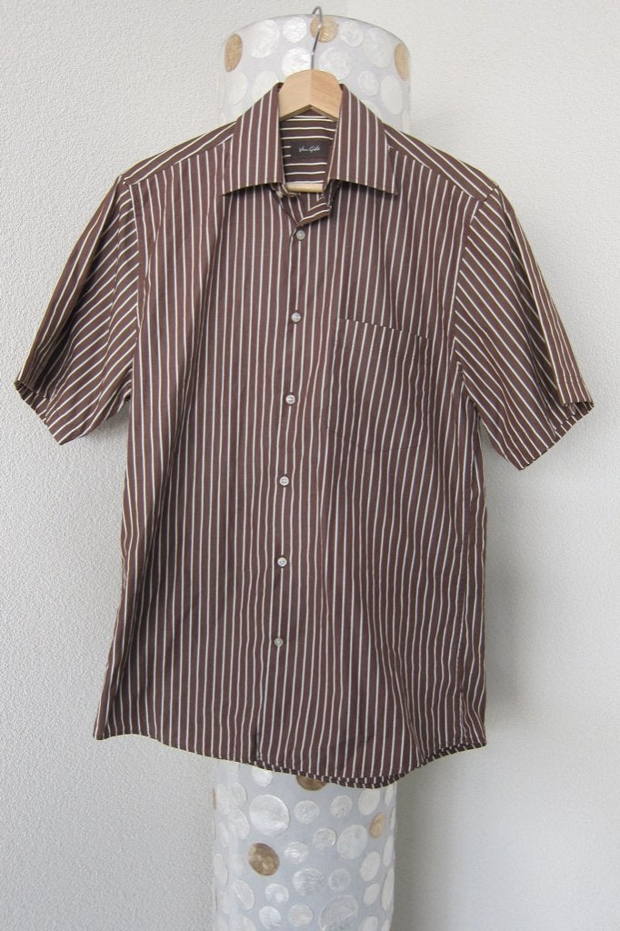 Van gils overhemd bruin korte mouw 37 valt 38, Kleding | Heren, Overhemden, Bruin, Halswijdte 38 (S) of kleiner, Zo goed als nieuw