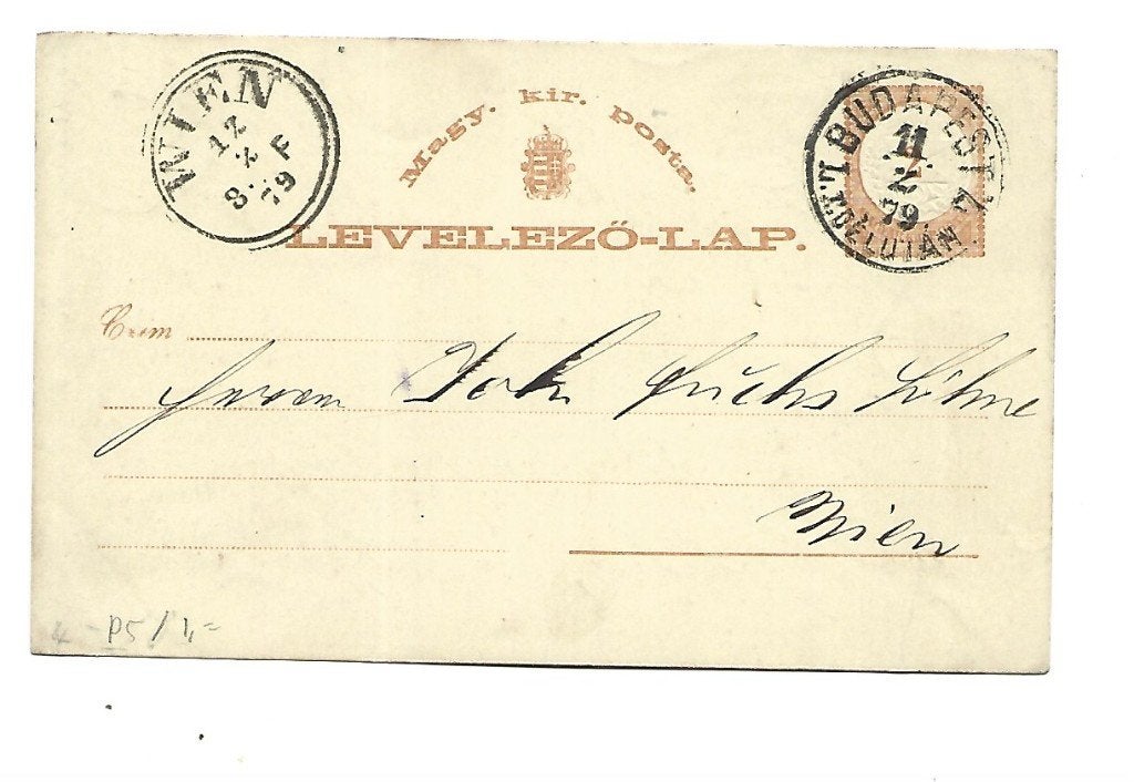 Hongarije -1879, Verzenden, Briefkaart