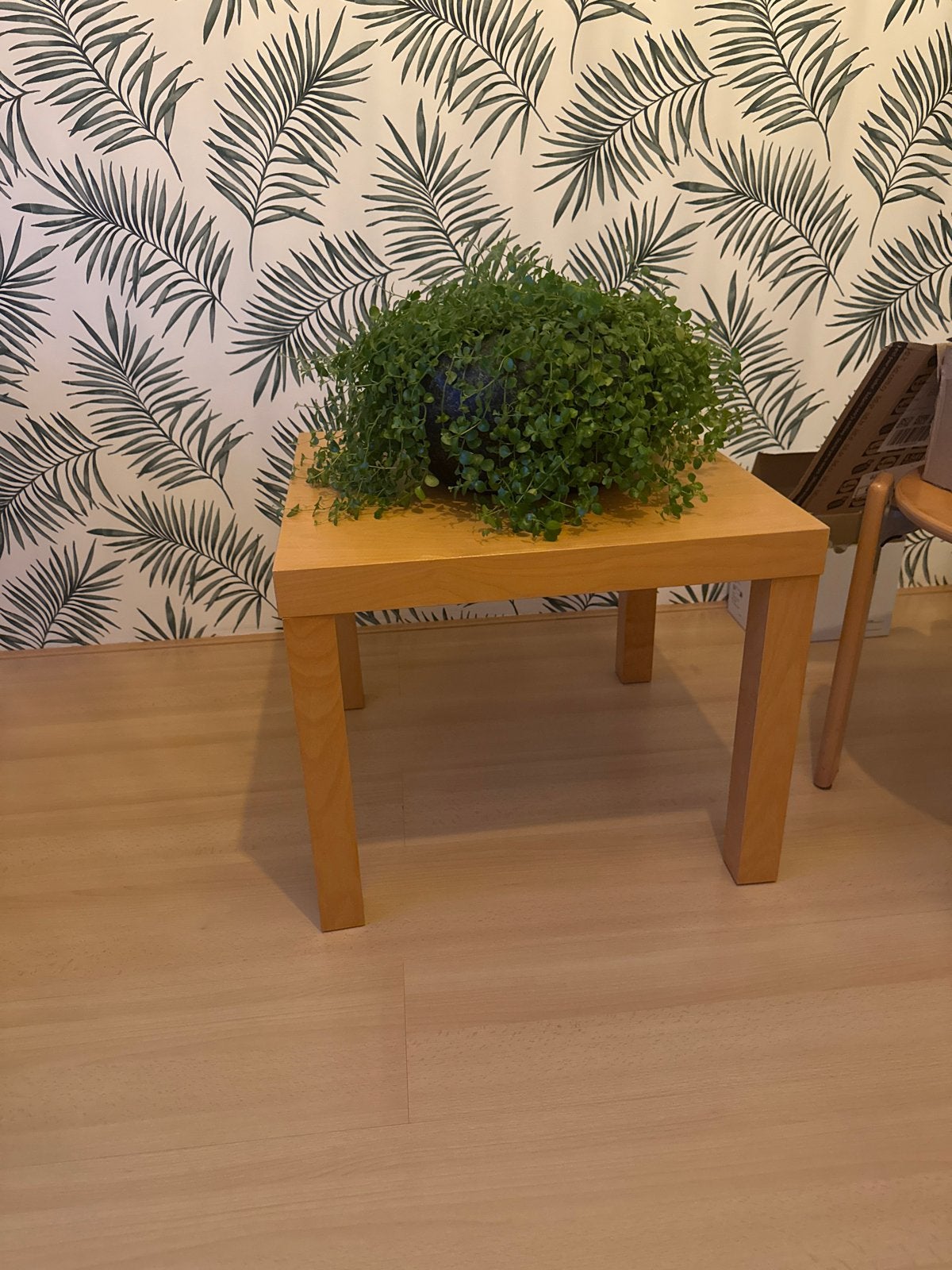 IKEA bijzettafel grenen look 55x55 cm, Gebruikt, Vierkant, Hout, 55 tot 75 cm