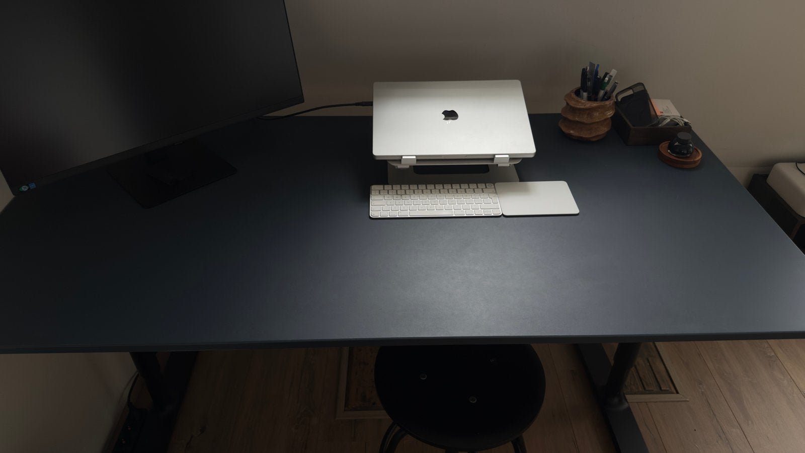 IKEA BEKANT Office Desk - 160x80 cm - Blue/Black, Ophalen, Zit-sta bureau, Elektrisch, Gebruikt