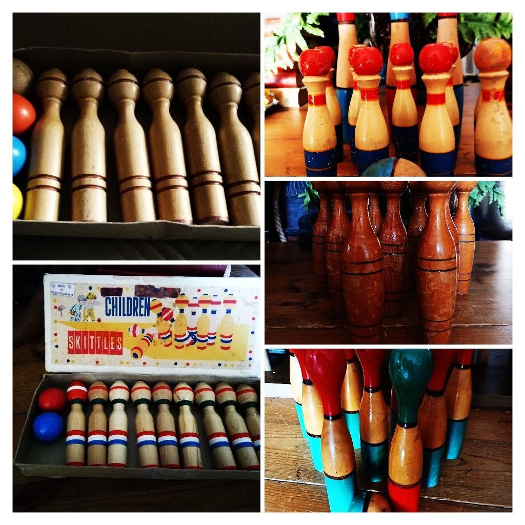 Retro spel kegels 5 x skittles in origineel doosje, Ophalen of Verzenden