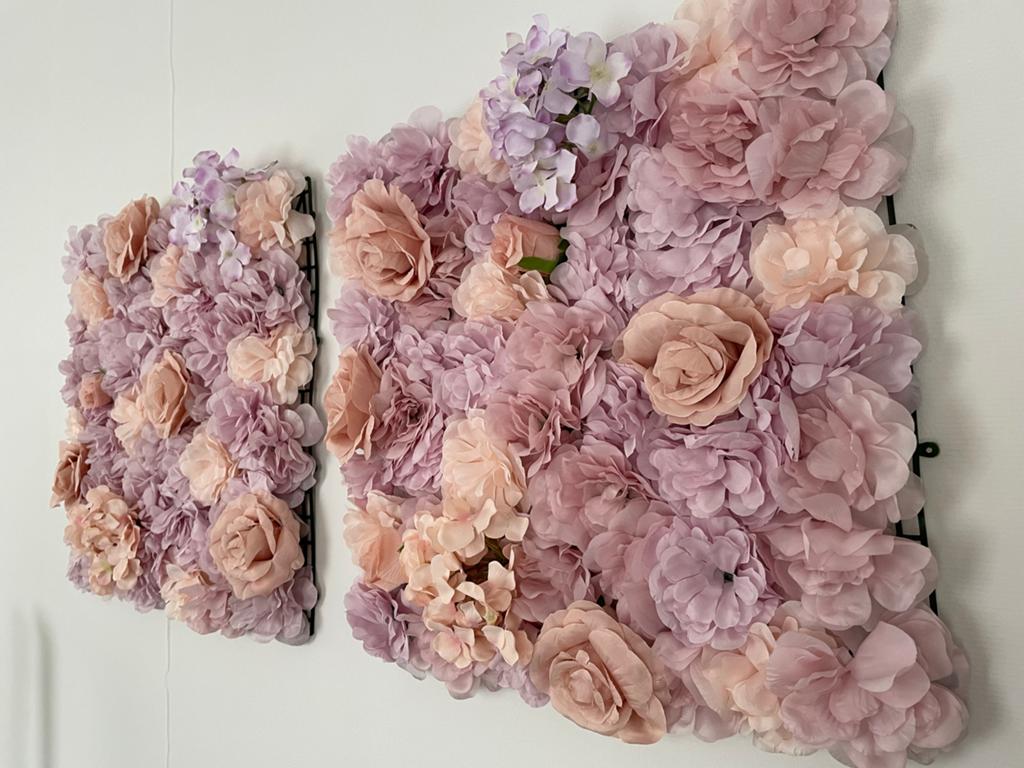 Flowerwall - 2 panelen van 50x50 cm, Huis en Inrichting, Woonaccessoires | Wanddecoraties, Ophalen, Textiel, Botanisch, Roze