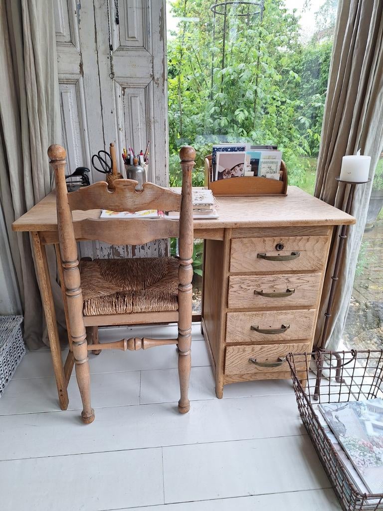 Vintage bureau met stoel 100x50, Ophalen