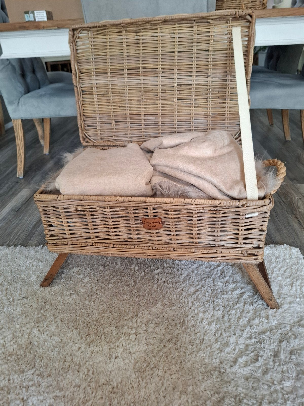 Riviera Maison rustic rattan opbergmand, Ophalen, Zo goed als nieuw