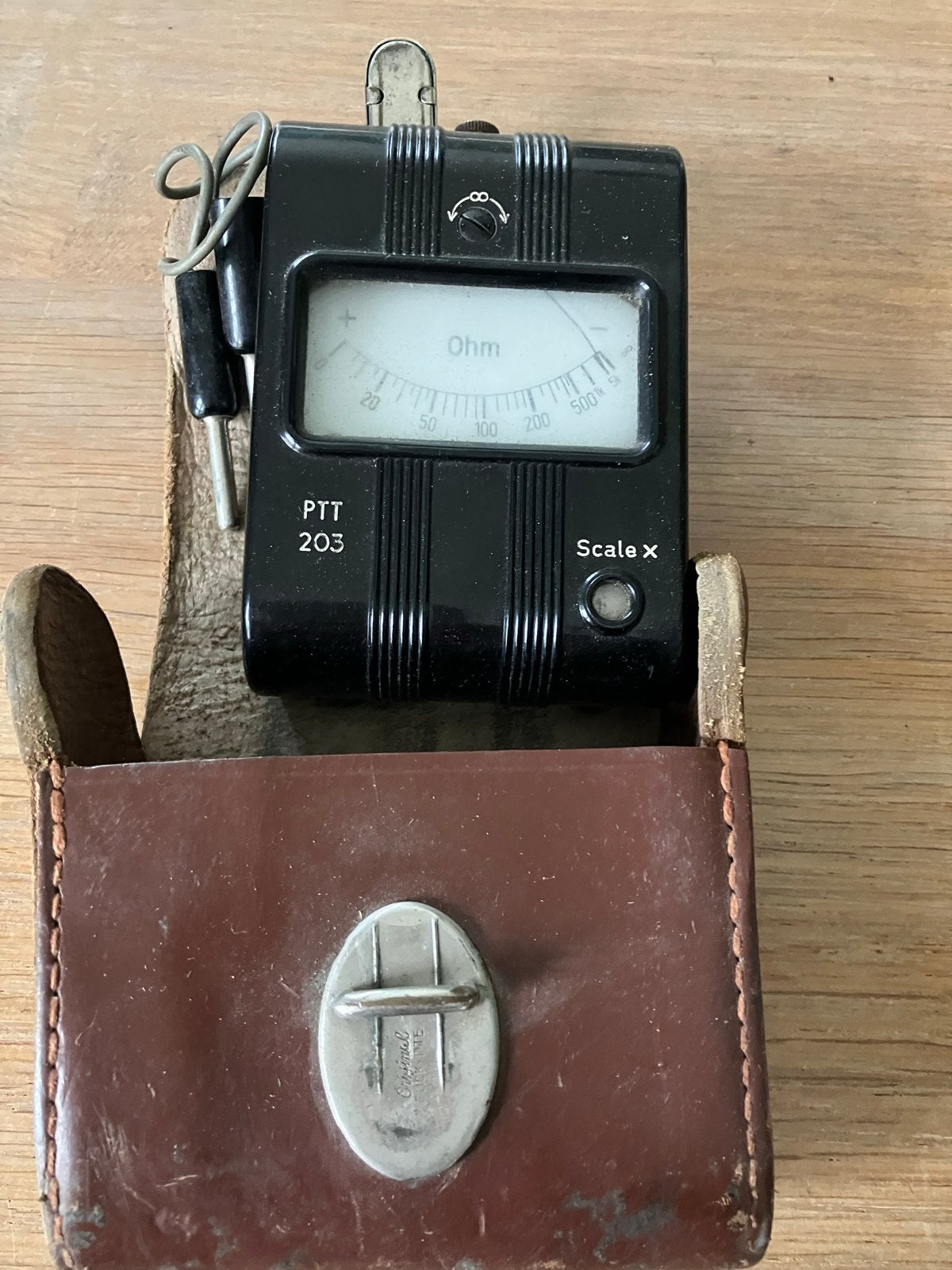 Vintage PTT 203 Ohmmeter met Leren Etui, Ophalen of Verzenden