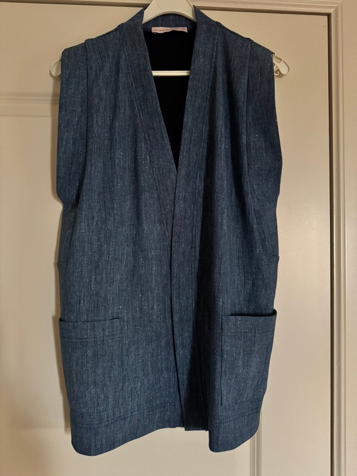 Studio Anneloes gilet jeans look travelstof maat S en L, Verzenden, Nieuw, Maat 36 (S), Blauw