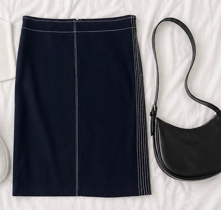 Expresso prachtig blauw rokje met wit stiksel, nieuw maat 34, Kleding | Dames, Rokken, Nieuw, Ophalen of Verzenden, Knielengte