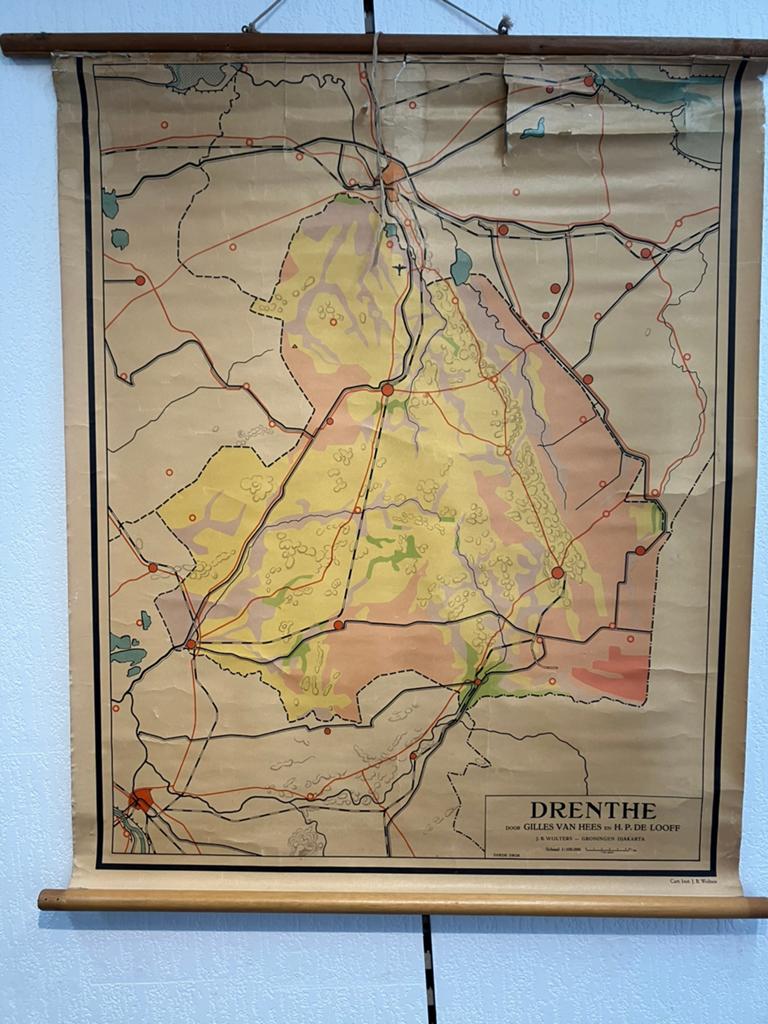 Landkaart van drenthe, Ophalen of Verzenden, 1800 tot 2000, Nederland, Landkaart