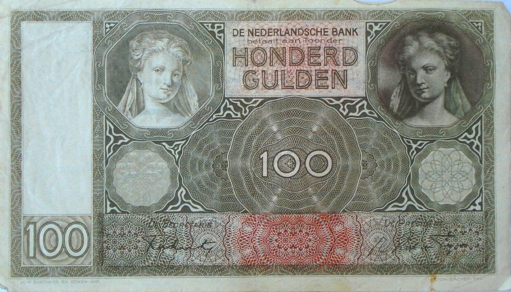 Nederland 100 gulden 1944 (PL97.d2.a) (JH002747), Postzegels en Munten, Ophalen of Verzenden, 100 gulden, Los biljet