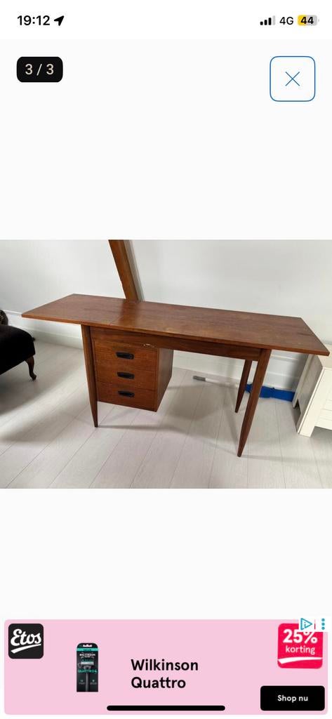 Vintage bureau Arne Vodder met uitschuifblad, Overige typen, Ophalen of Verzenden, Zo goed als nieuw, Overige merken