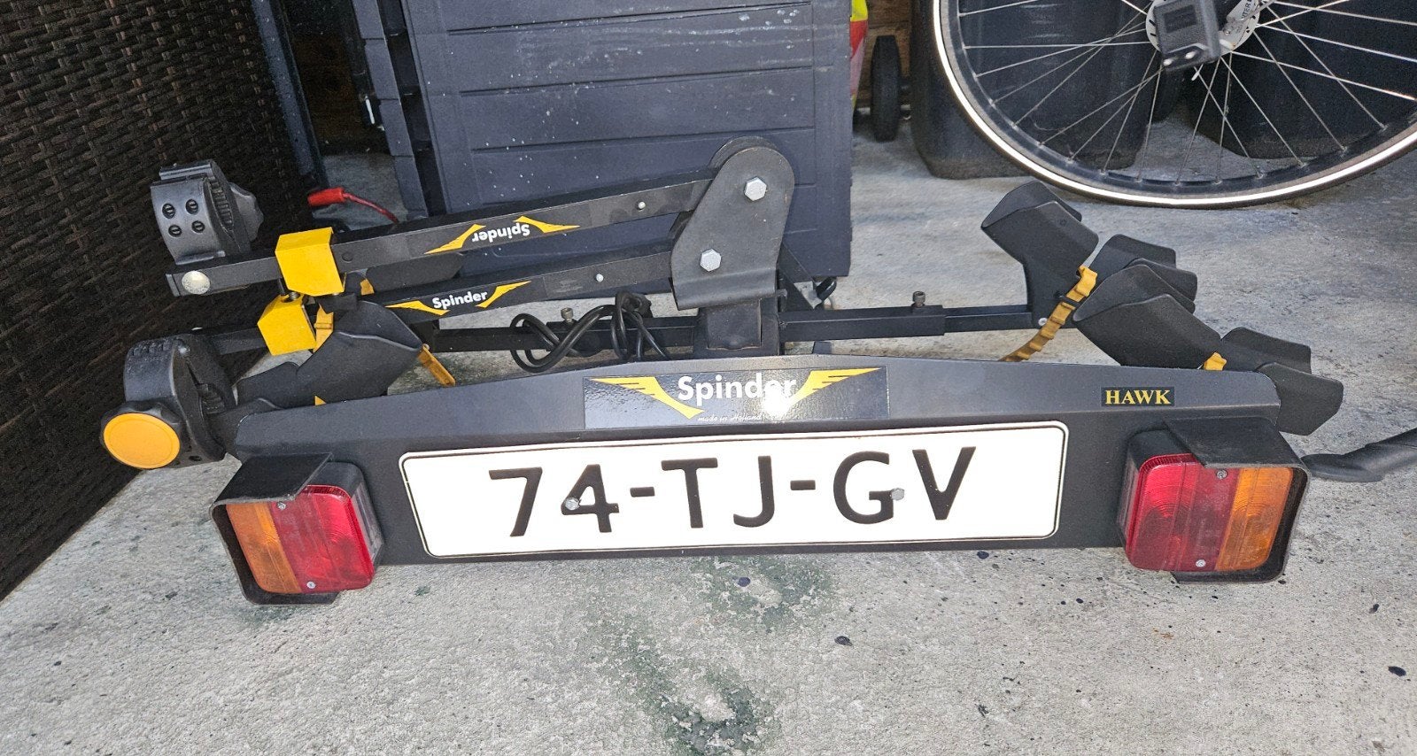 Spinder Hawk Trekhaakdrager voor 2 fietsen, Ophalen, 2 fietsen, Zo goed als nieuw, Trekhaakdrager