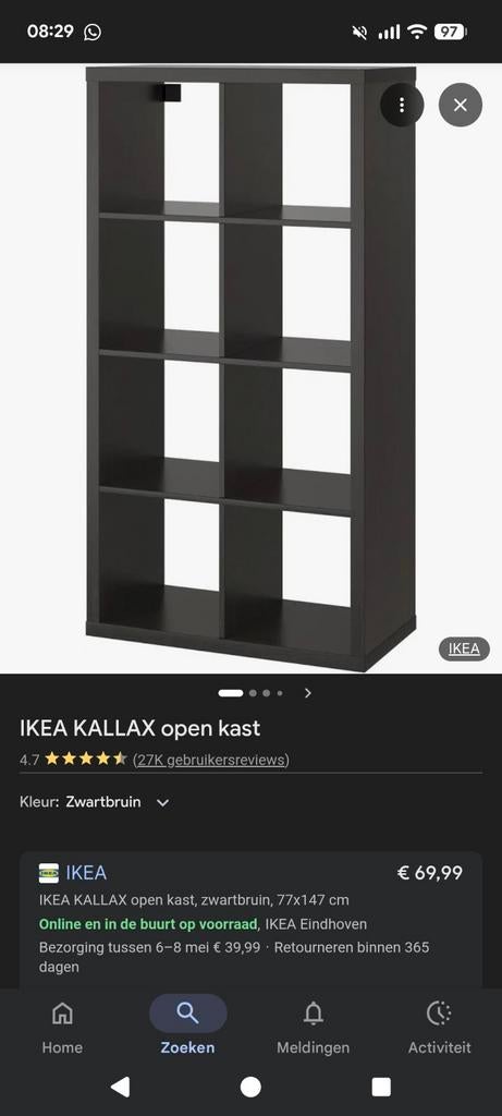 IKEA KALLAX kast/tv-dressoir zwartbruin, Ophalen, Gebruikt