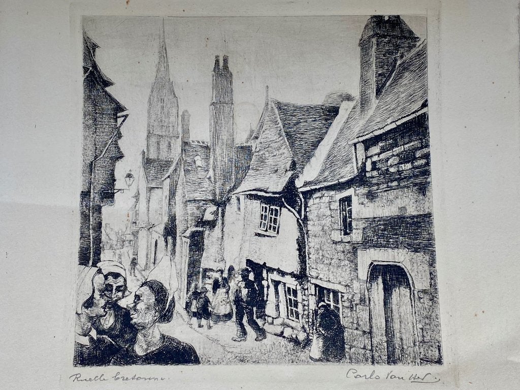 Ets, getiteld "Ruelle bretonne" (Bretonse steeg), Ophalen of Verzenden