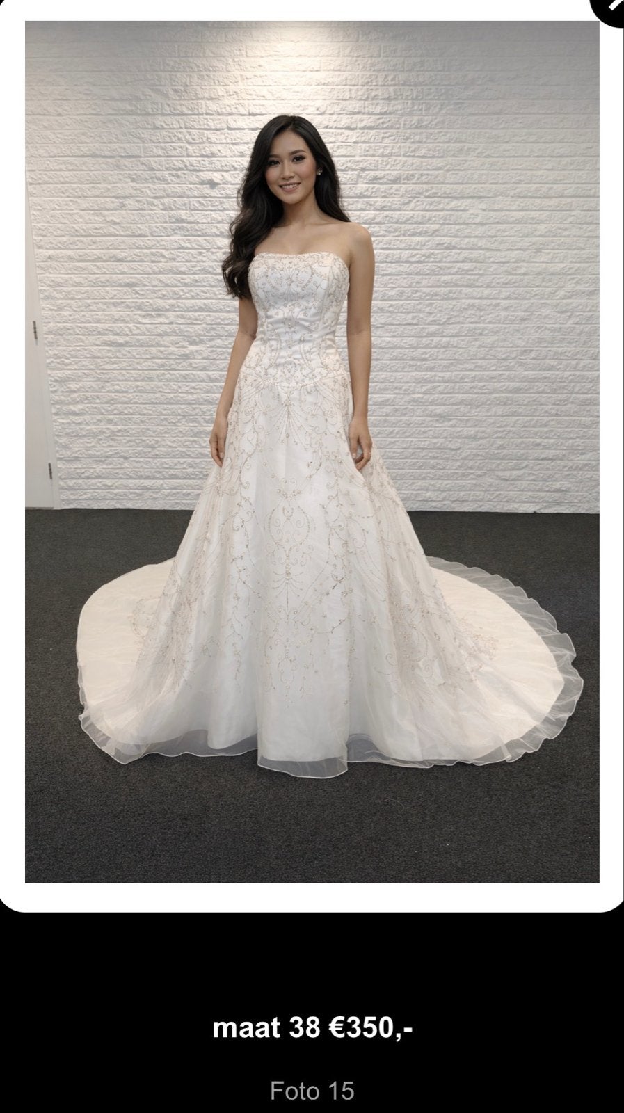 Prachtige strapless trouwjurk met borduursels, Ophalen, Nieuw, Wit, Trouwjurk