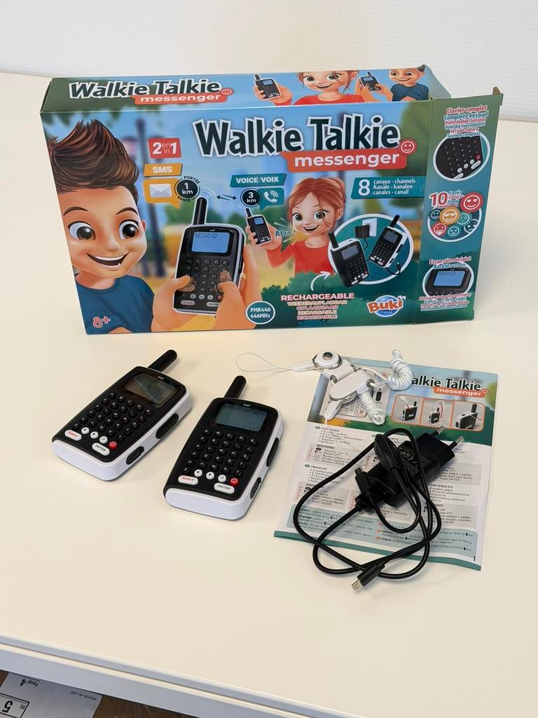 Buki Walkie Talkie Messenger kinder Set Oplaadbaar 3KM NIEUW, Nieuw, Ophalen of Verzenden, H, Portofoon of Walkie-talkie