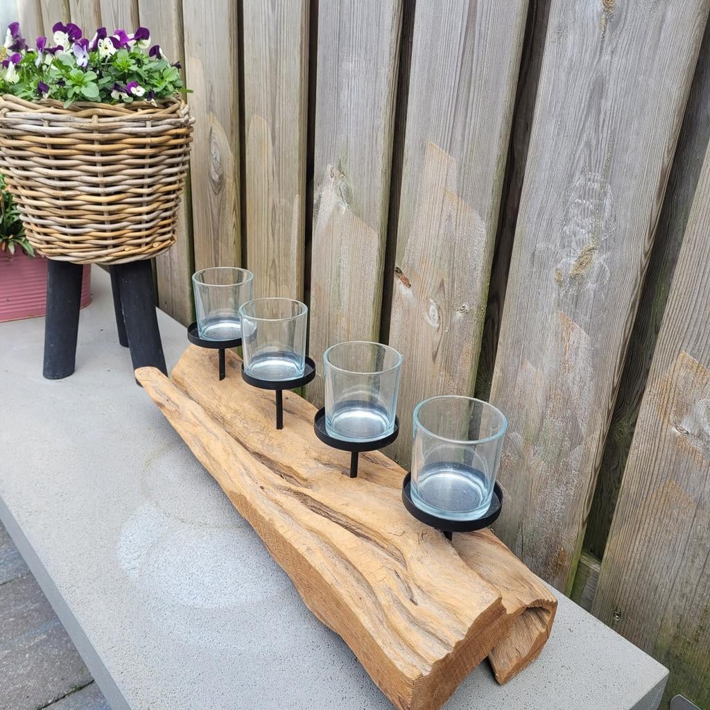 Prachtige robuuste boomstronk met 4 houders, Ophalen, Zo goed als nieuw, Overige materialen, Minder dan 25 cm