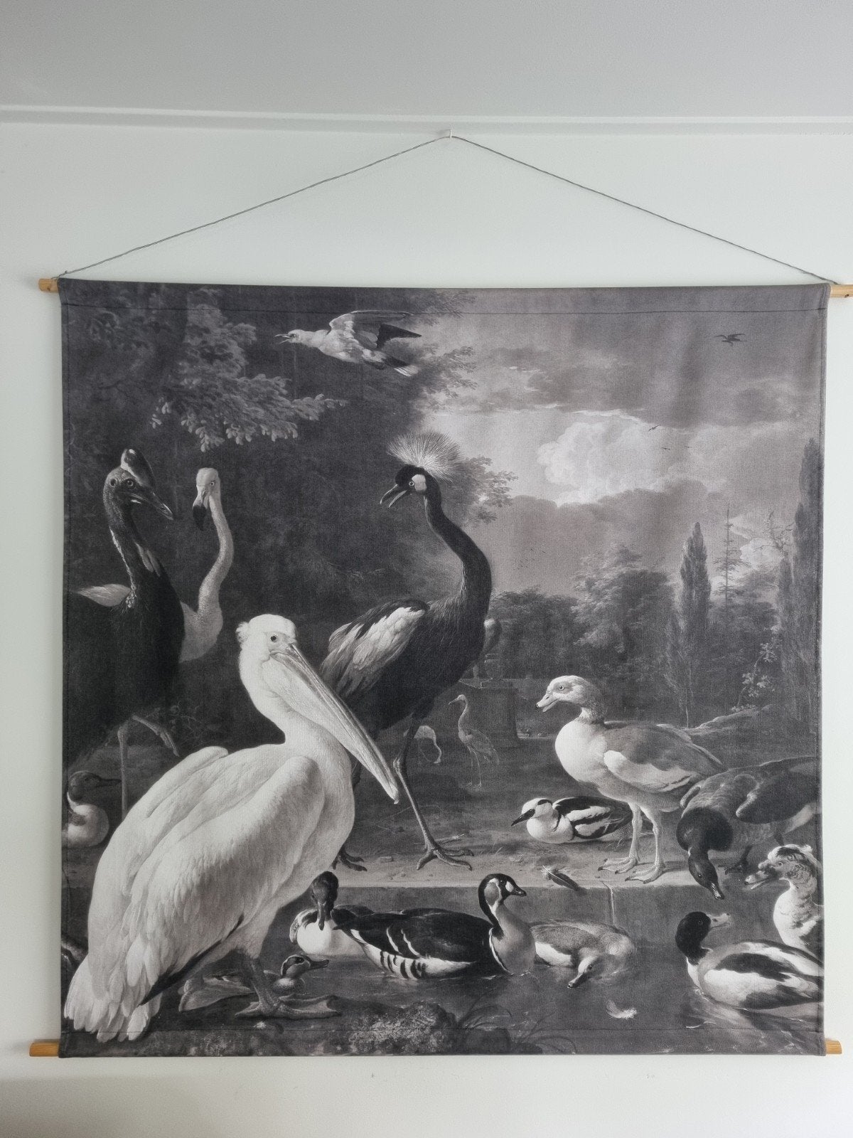 Prachtig wandkleed 'Het Drijvend Veertje' 146x146 cm, Ophalen, Zo goed als nieuw