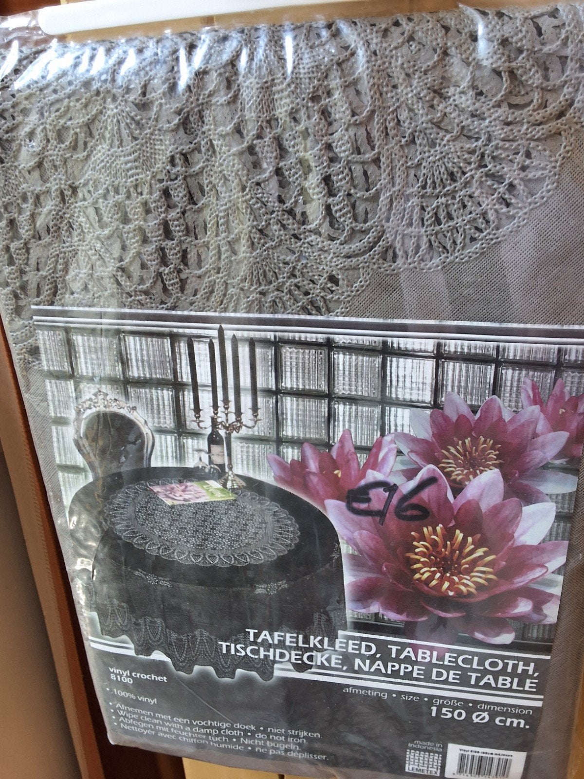 Nieuw rond vinyl tafelkleed met gehaakt patroon, 150 cm, Afwasbaar, Rond, Nieuw, Ophalen of Verzenden
