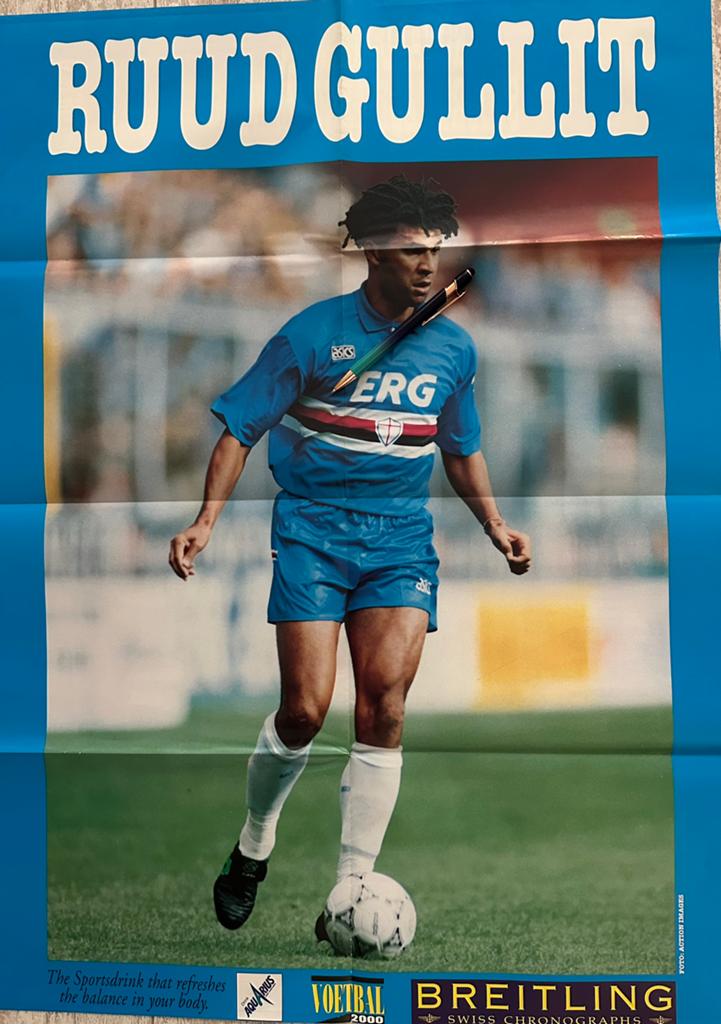 Poster Ruud Gullit (Sampdoria) / Ronald Koeman (Oranje), Ophalen of Verzenden, Zo goed als nieuw, A1 t/m A3, Sport