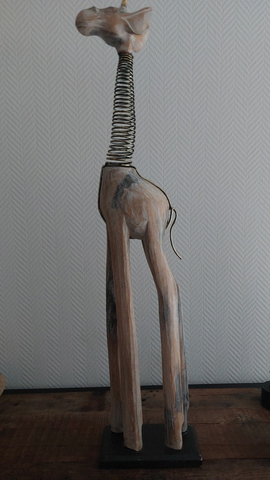 Houten Giraffe Beeld met Metalen Hals, Ophalen