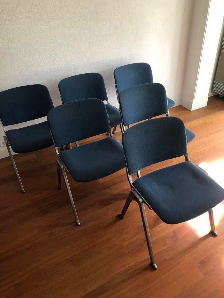 6 Schroder&henzelmann retro vintage Castelli design stoelen, Ophalen, Gebruikt, Schroder & henzelmann, Blauw