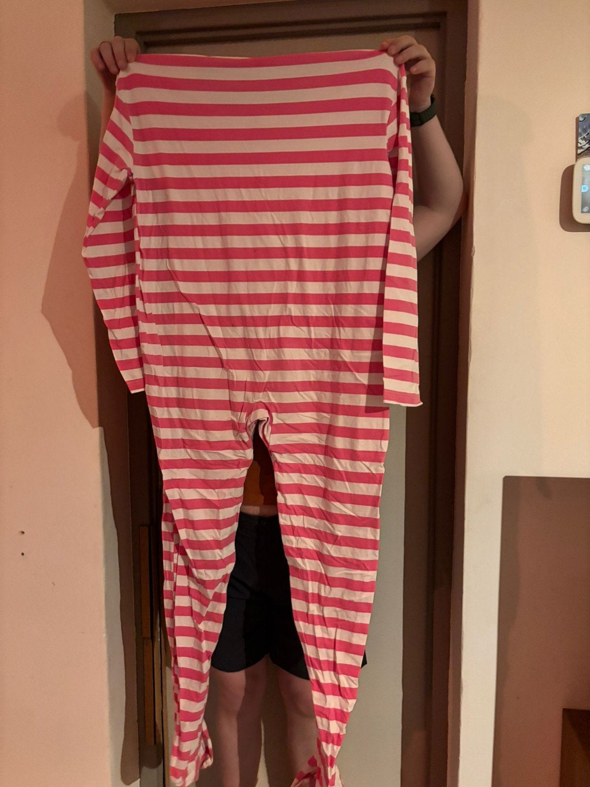 abdl Roze gestreepte onesie met knoopsluiting, Ophalen of Verzenden, Gedragen, Maat 46/48 (XL) of groter