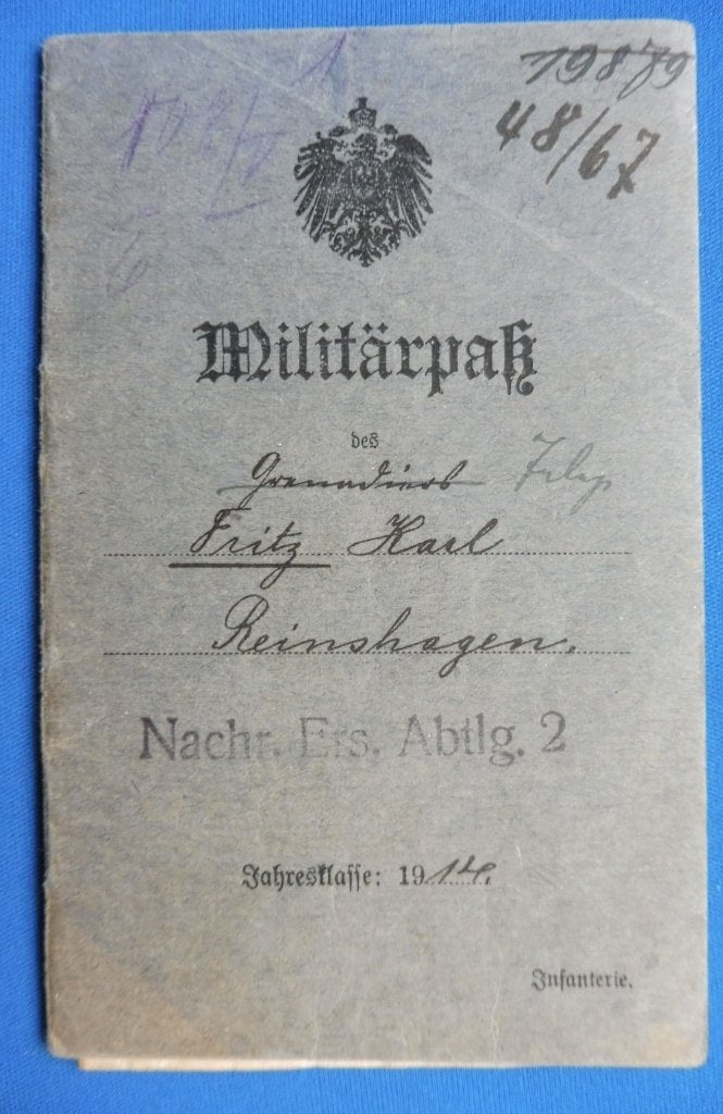 WO1  Duitse Militärpaß militair paspoort gewond kogel Somme, Verzamelen, Verzenden, Landmacht, Duitsland, Overige typen