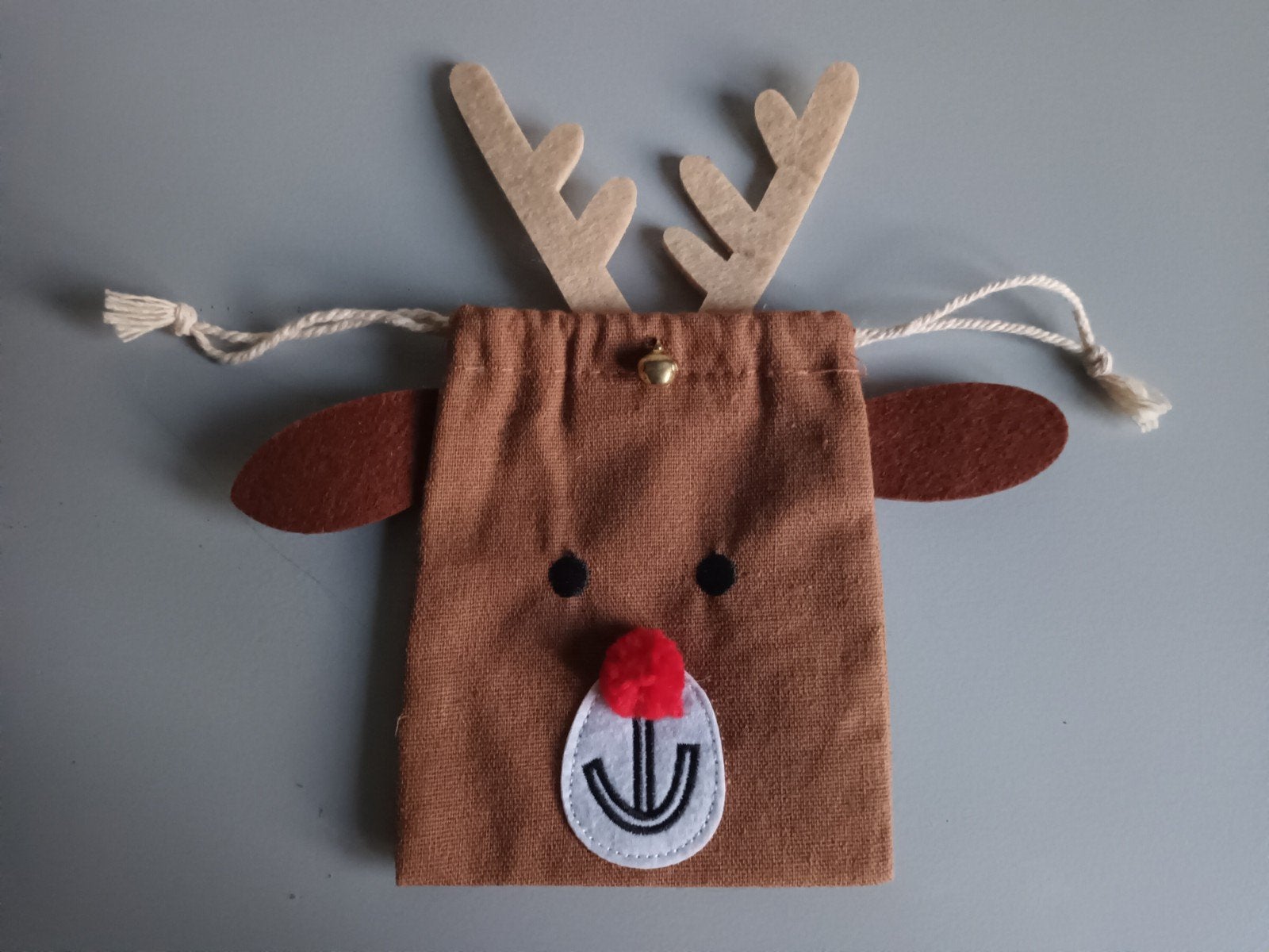 Stoffen cadeautasje kerst rendier cadeau tasje verpakking, Ophalen of Verzenden, Zo goed als nieuw