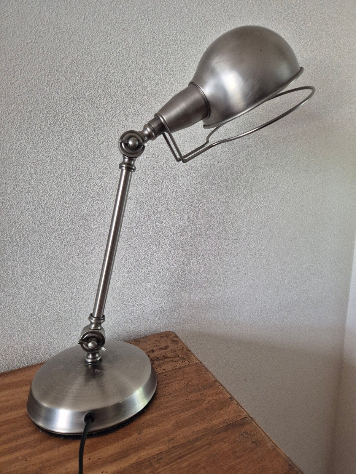 Prachtige zilverkleurige industriële bureaulamp, Ophalen of Verzenden, Bureaulamp