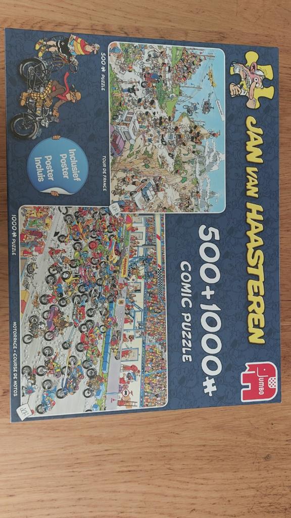 Jan van Haasteren Puzzel 500+1000 stukjes - Tour de France, Ophalen of Verzenden, 500 t/m 1500 stukjes, Gebruikt, Legpuzzel