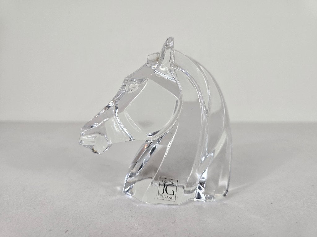 JG Durand paardenkopsculptuur, kristal tweede helft 20e eeuw, Ophalen of Verzenden