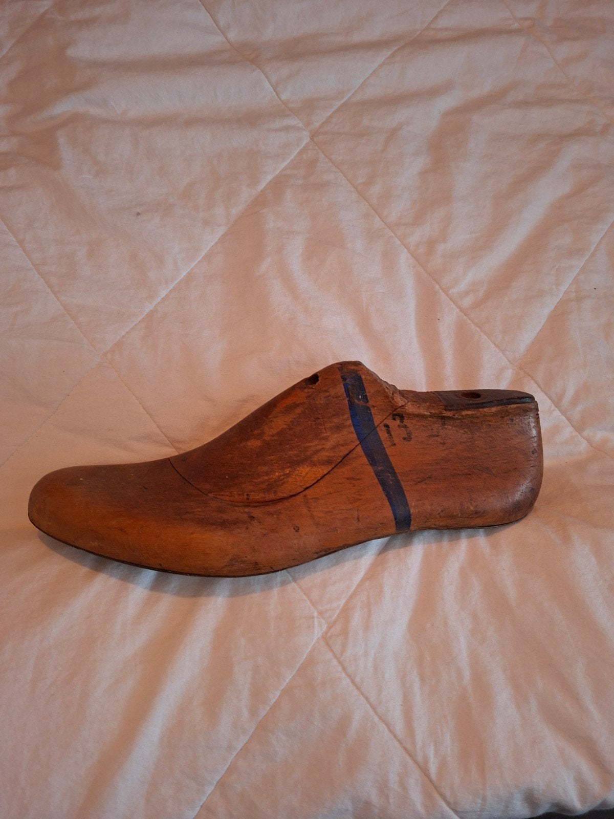Vintage houten schoenleest met metalen zool - Maat 13, Ophalen