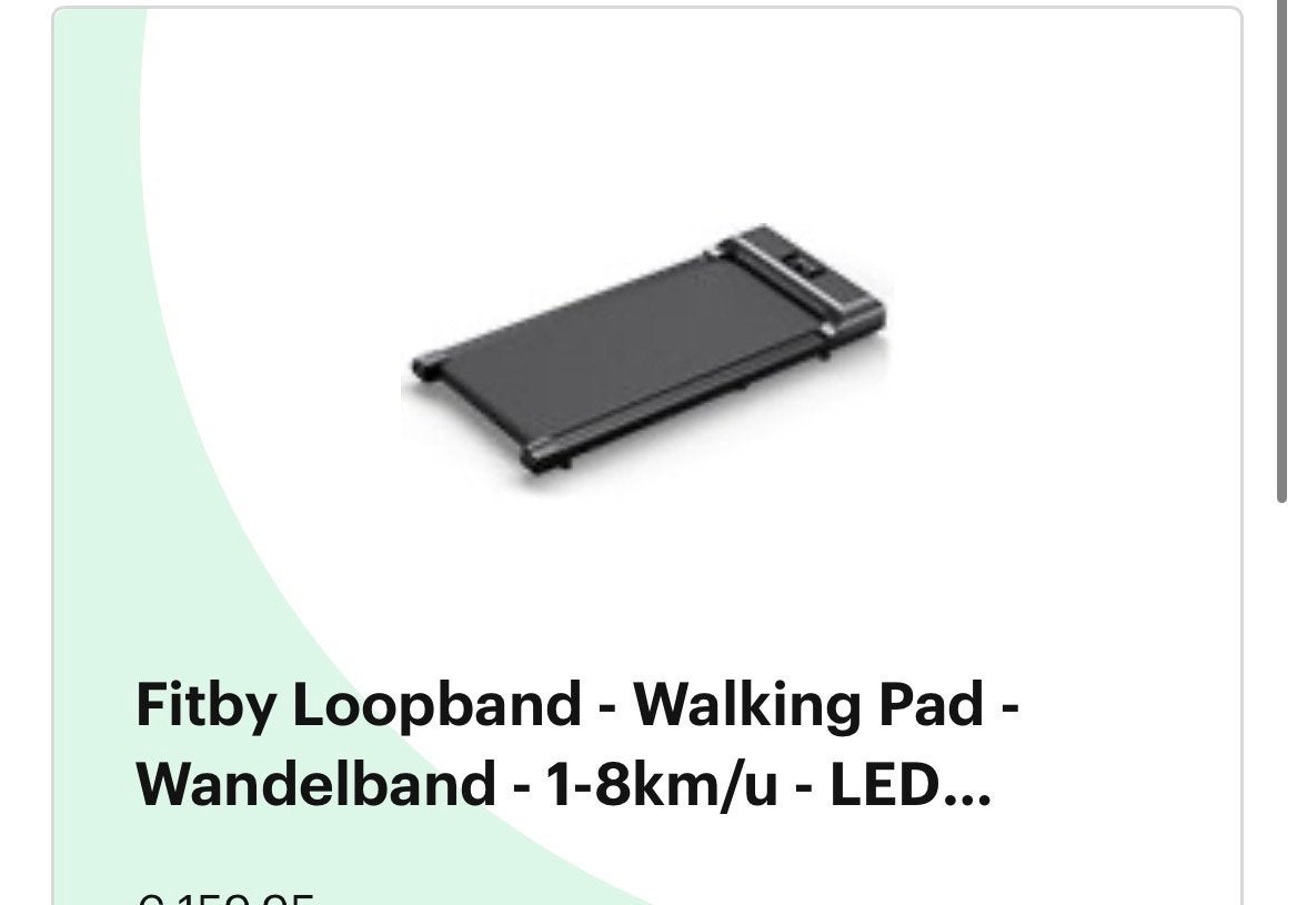 Fitby Loopband - Walking Pad - Wandelband 1-8km/u - LED, Ophalen, Nieuw, Metaal, Loopband