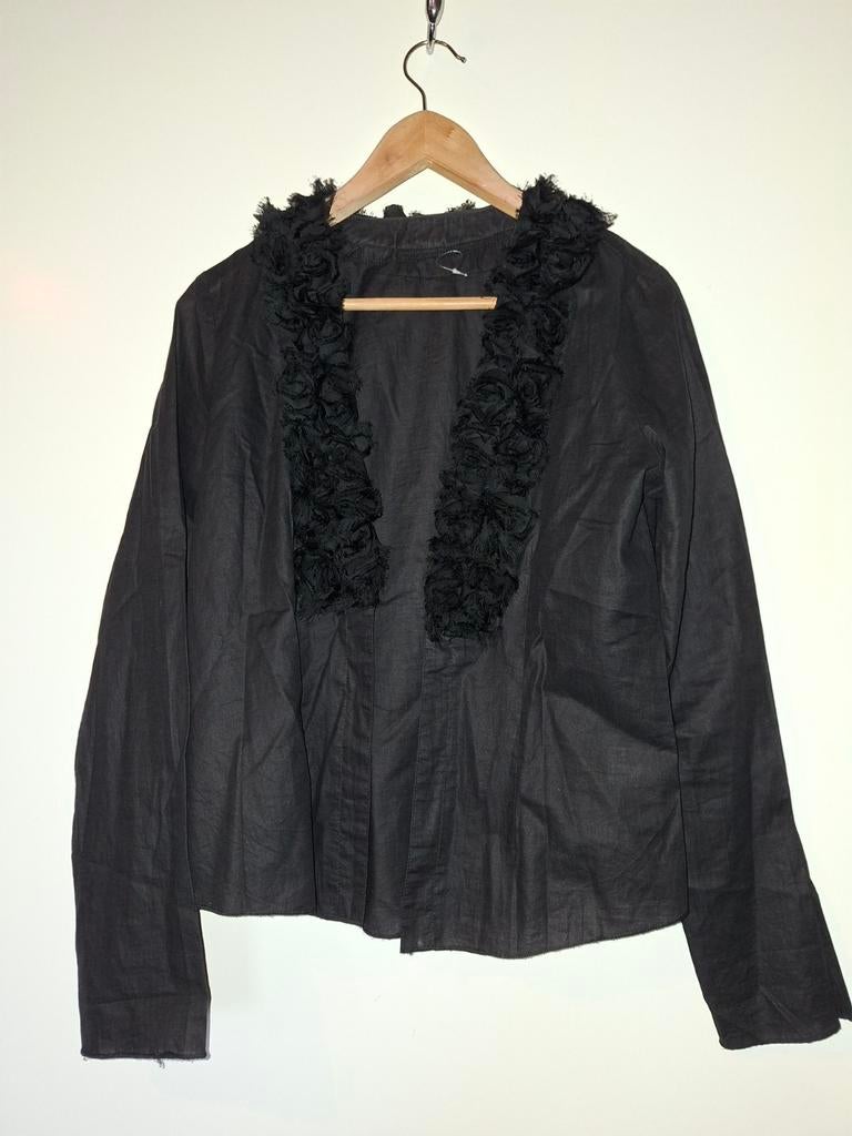 Dun vestje met roesje langs de hals, Ophalen of Verzenden, Zo goed als nieuw, Maat 38/40 (M), Zwart