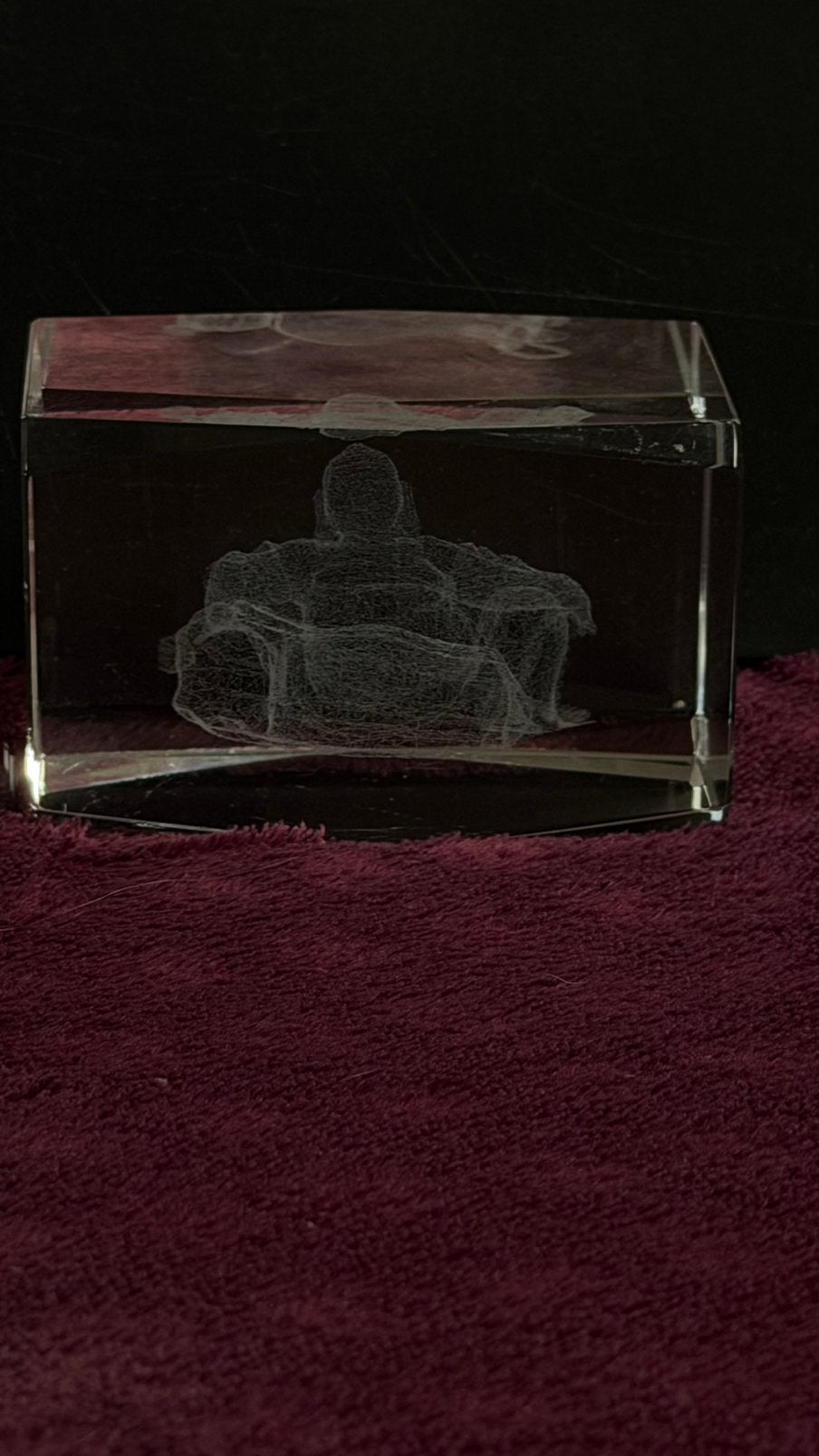 Glazen Blok met 3D Lasergegraveerde Boeddha (Feng Shui), Huis en Inrichting, Ophalen of Verzenden, Zo goed als nieuw, 5 cm, Overige kleuren