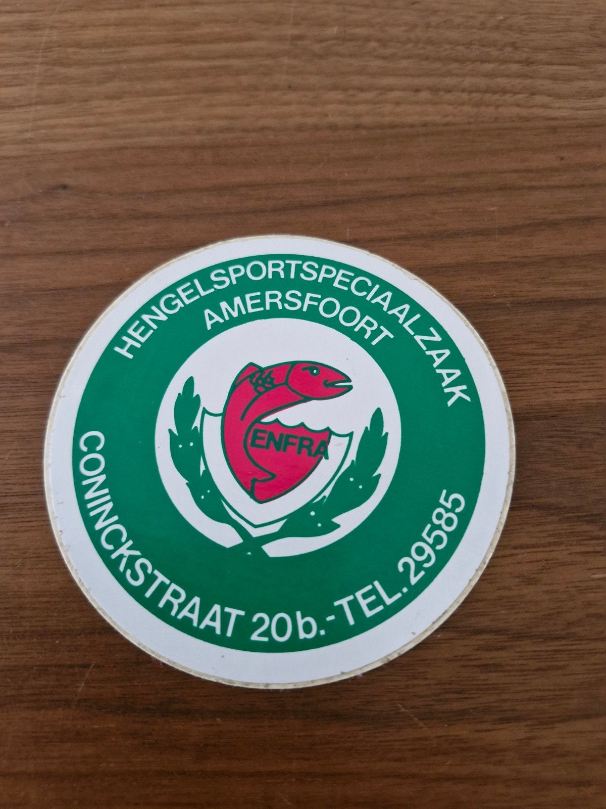 1157 Vintage Hengelsportspeciaalzaak Amersfoort Sticker, Ophalen of Verzenden, Gebruikt, Overige typen