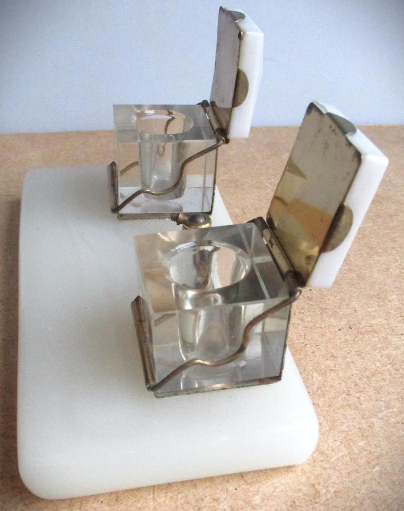 Inktpot~Art deco Inktstel~Onyx~Koper en Kristal, Antiek en Kunst, Ophalen of Verzenden