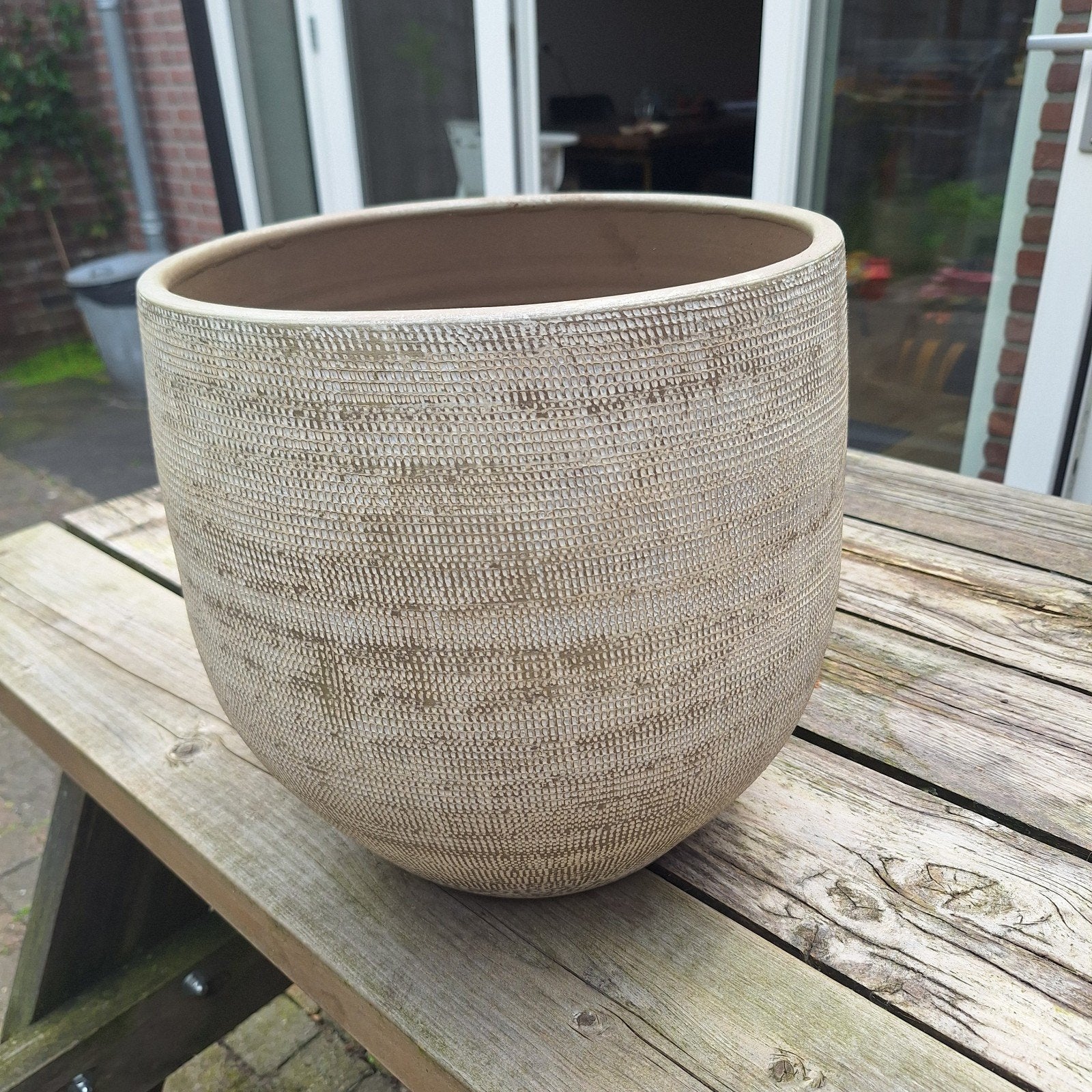 Nieuwe Intratuin Bloempot Beige - Ø 30 cm, H 32 cm, Rond, Minder dan 40 cm, Aardewerk, Ophalen