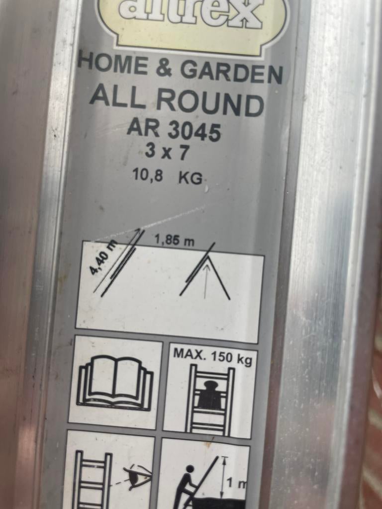 Altrex 3 x 7 ladder, Doe-het-zelf en Verbouw, Ladders en Trappen, Ophalen, Zo goed als nieuw, 4 meter of meer