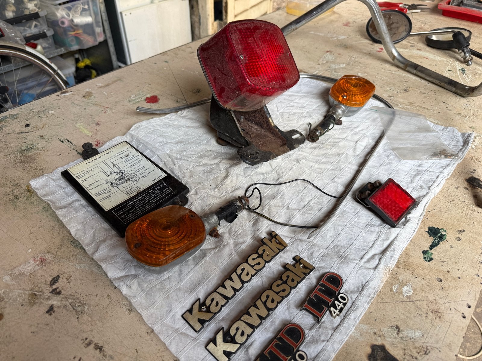 Kawasaki LTD 440 onderdelen: Knipperlichten, achterlicht, st, Ophalen, Gebruikt