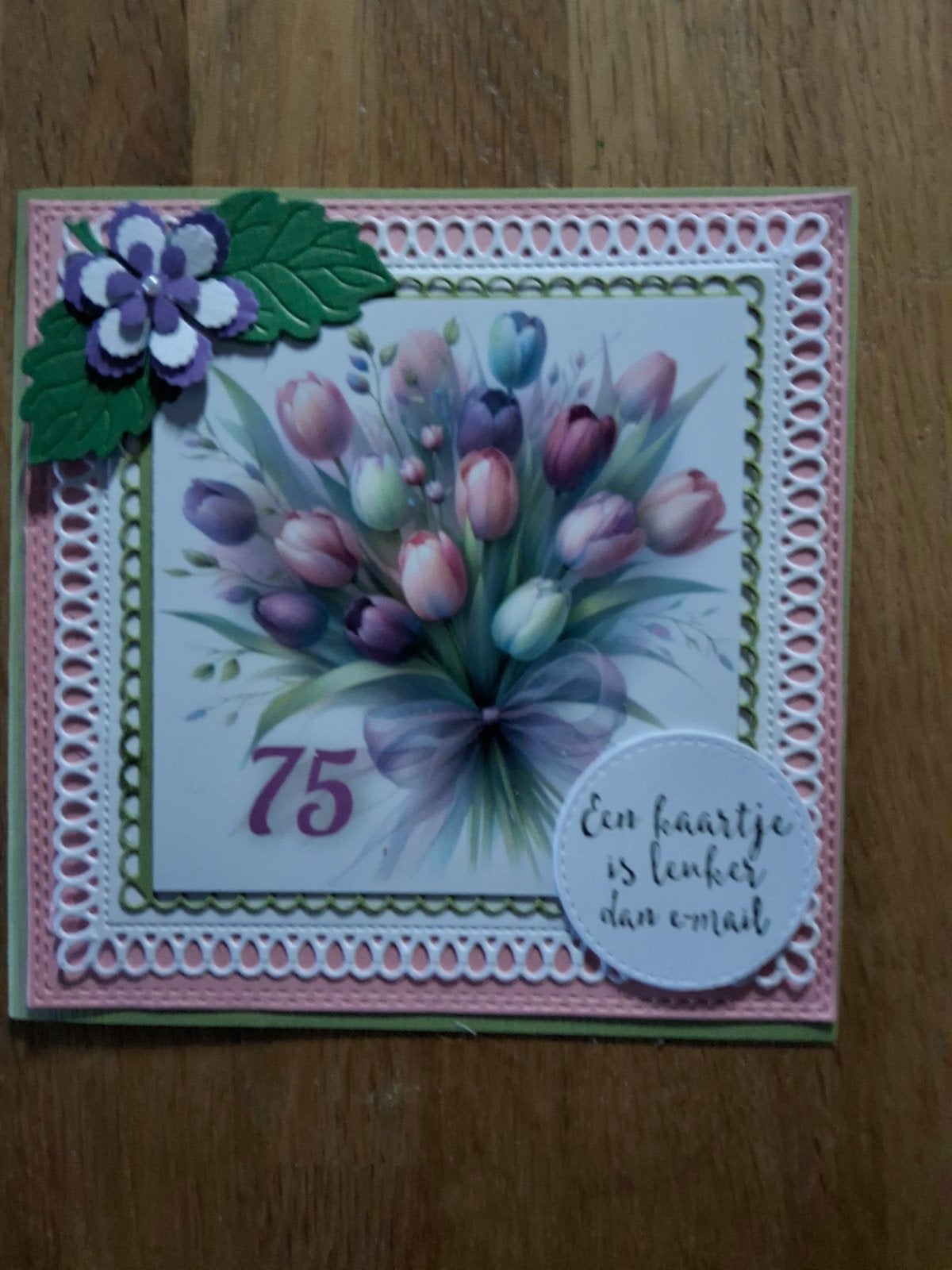 Mooie felicitatiekaart voor 75 jarigen no 5 met envelop., Ophalen of Verzenden, Nieuw, Man of Vrouw