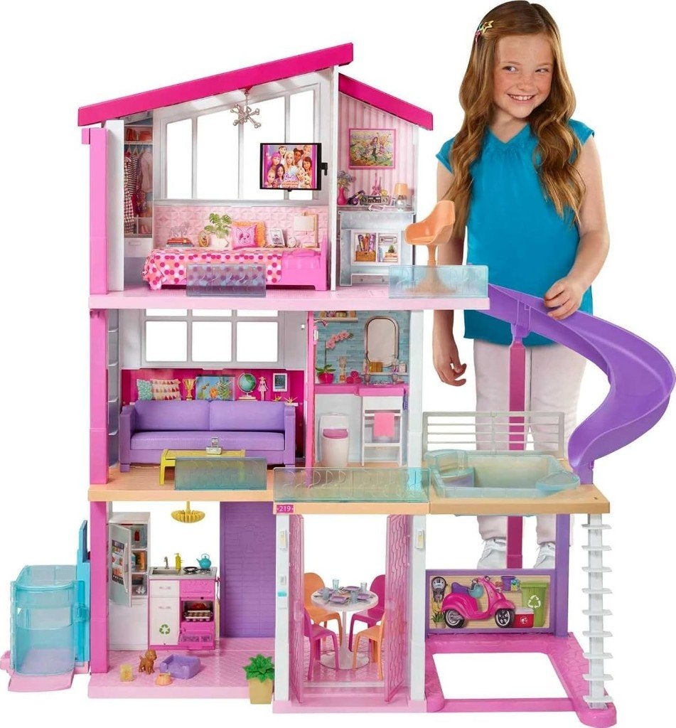 Barbie Droomhuis Poppenhuis - Lift, Zwembad en Glijbaan, Ophalen, Zo goed als nieuw, Poppenhuis