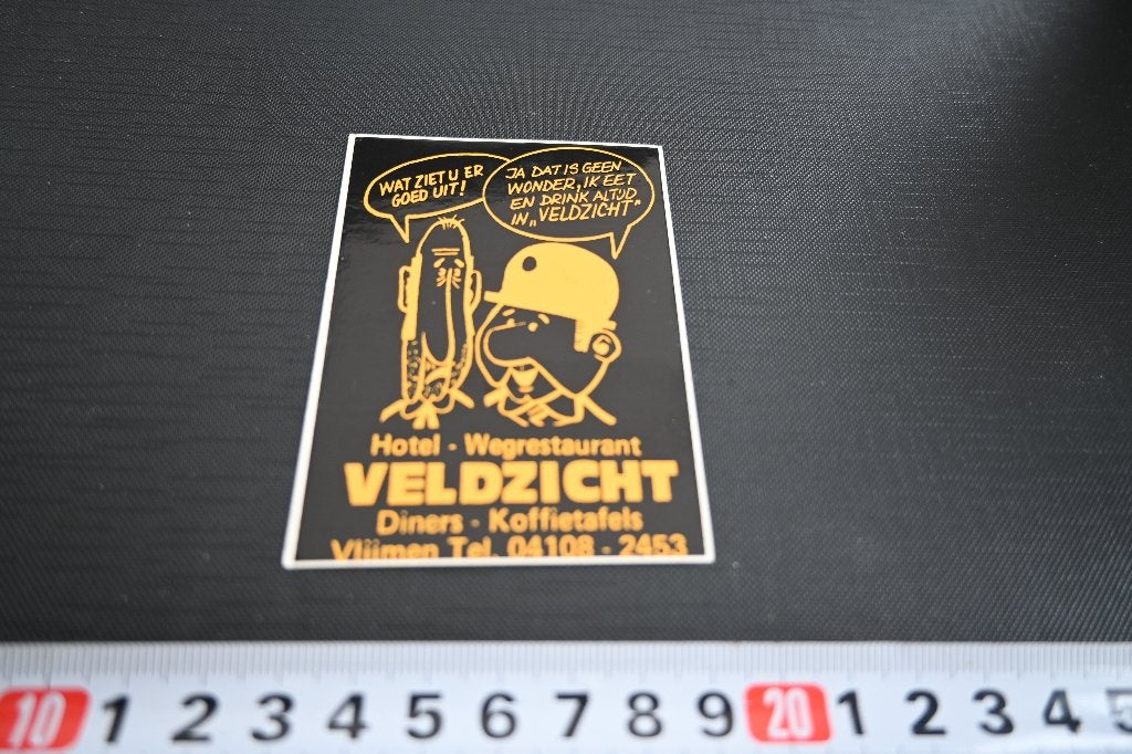sticker Vlijmen Hotel Wegrestaurant VELDZICHT 04108-2453, Verzamelen, Ophalen, Zo goed als nieuw